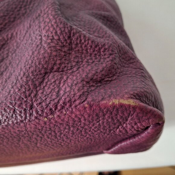 Vintage Wenz Mauve Leather Shoulder Bag Unique Design Zipper Close Large Grommet - Picture 8 of 16